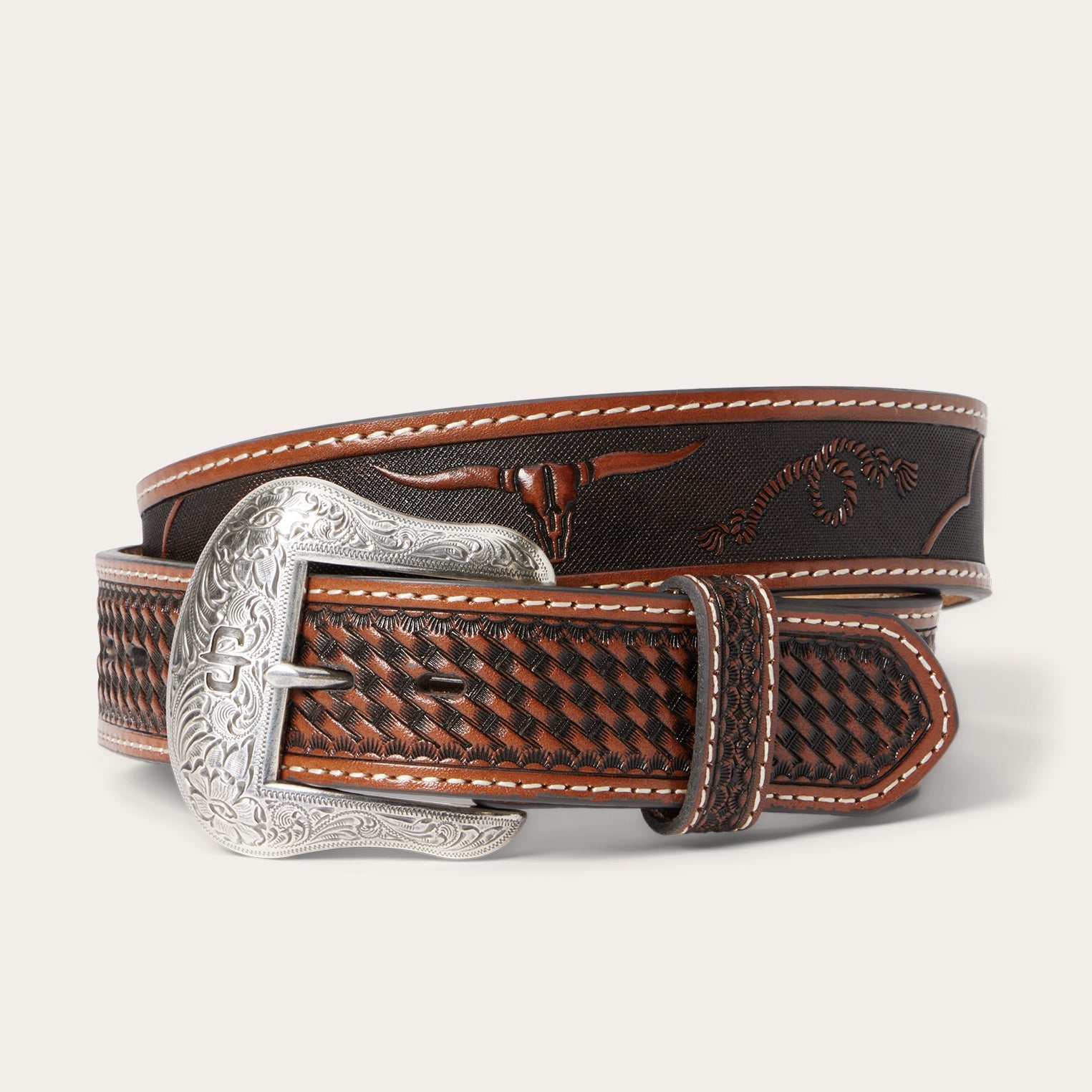 Western Icons Tooled Belt | Stetson Cognac