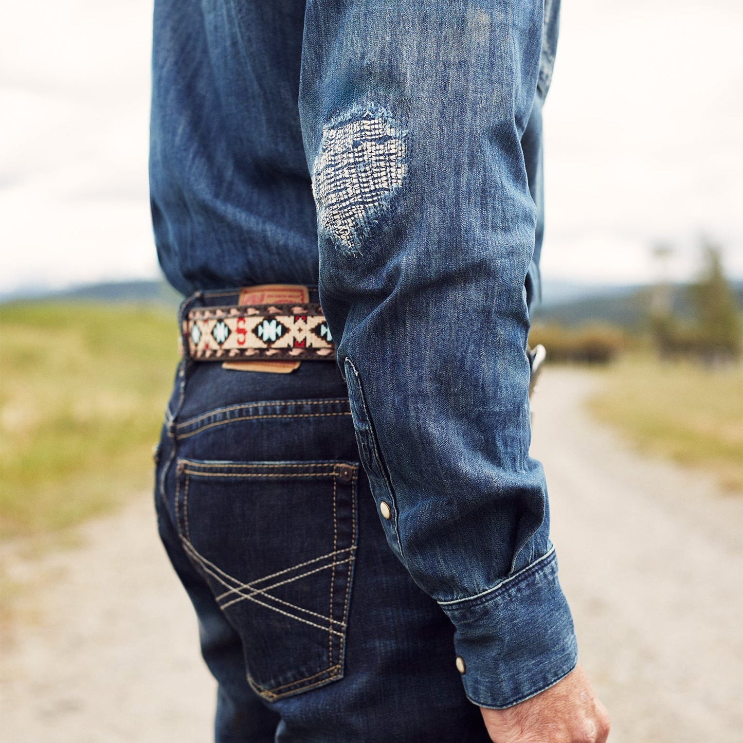 Embroidered Tooled Tab Belt | Stetson Vintage Brown