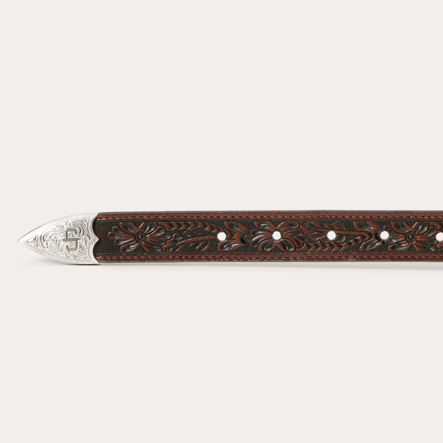 Croco Print Tooled Tapered Belt | Stetson Brown/Cognac