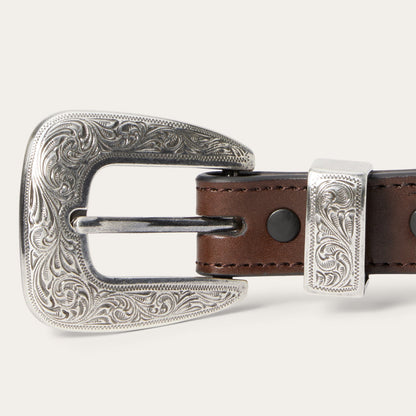 Croco Print Tooled Tapered Belt | Stetson Brown/Cognac