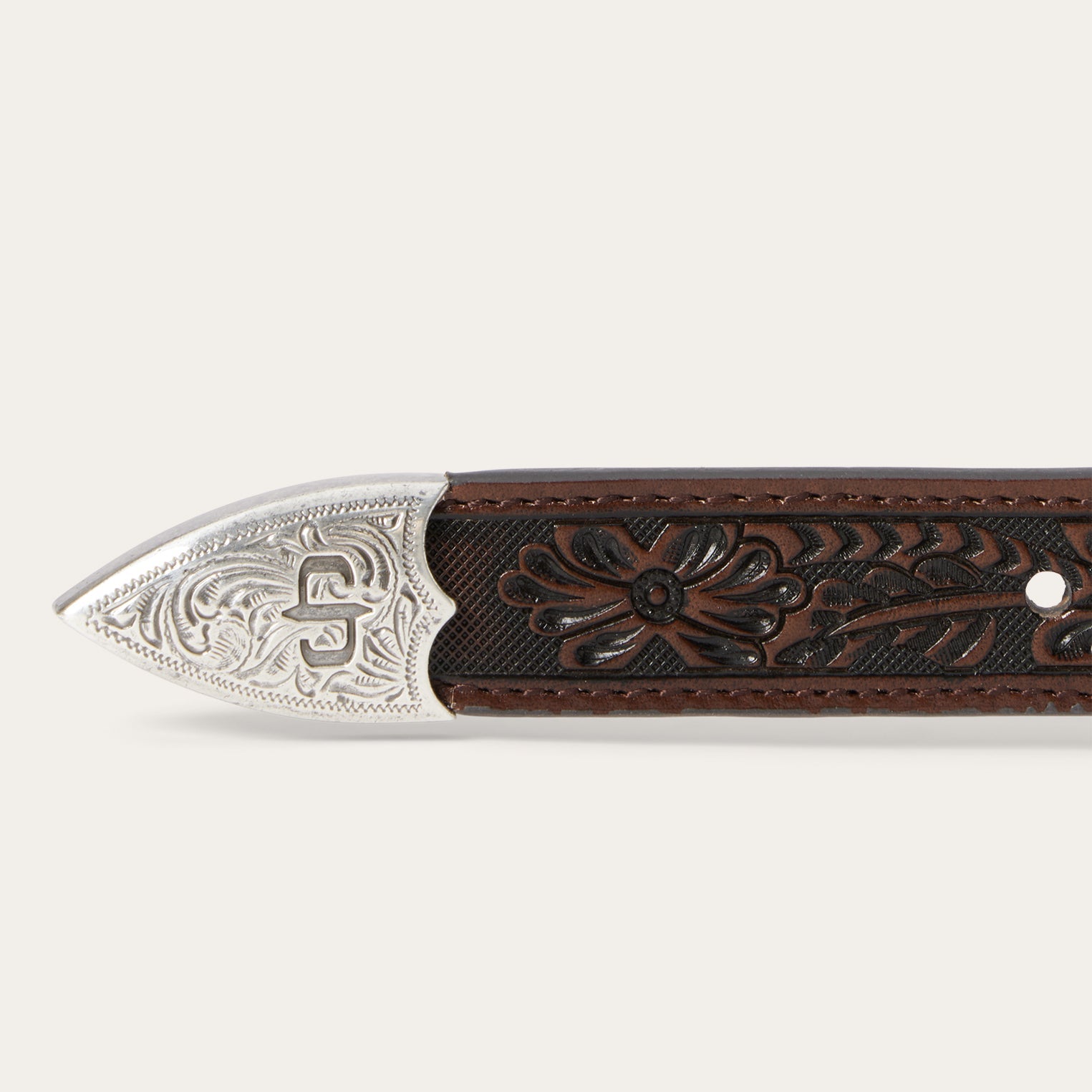 Croco Print Tooled Tapered Belt | Stetson Brown/Cognac