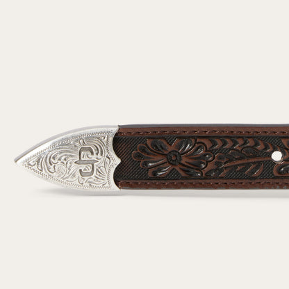 Croco Print Tooled Tapered Belt | Stetson Brown/Cognac