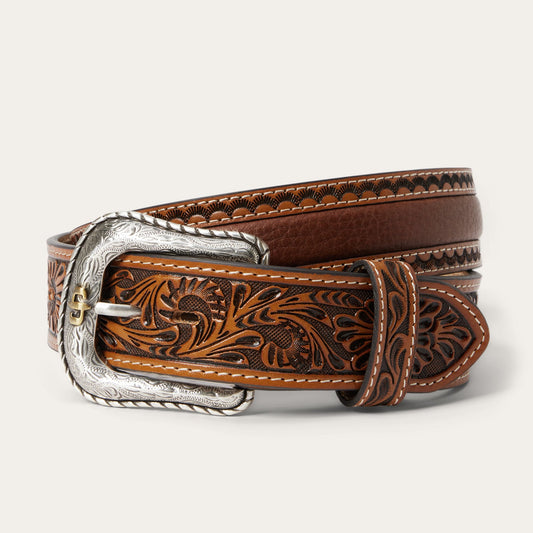 Tooled Tab Belt | Stetson Cognac