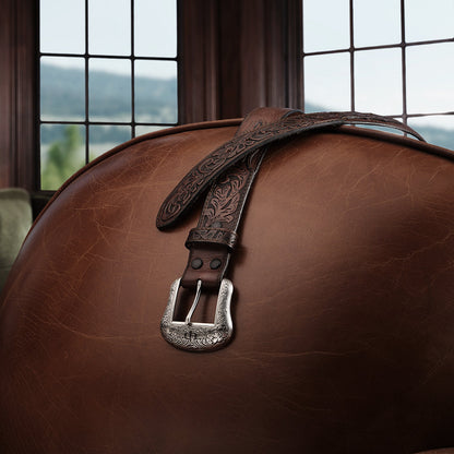 Tooled Tab Belt | Stetson Cognac