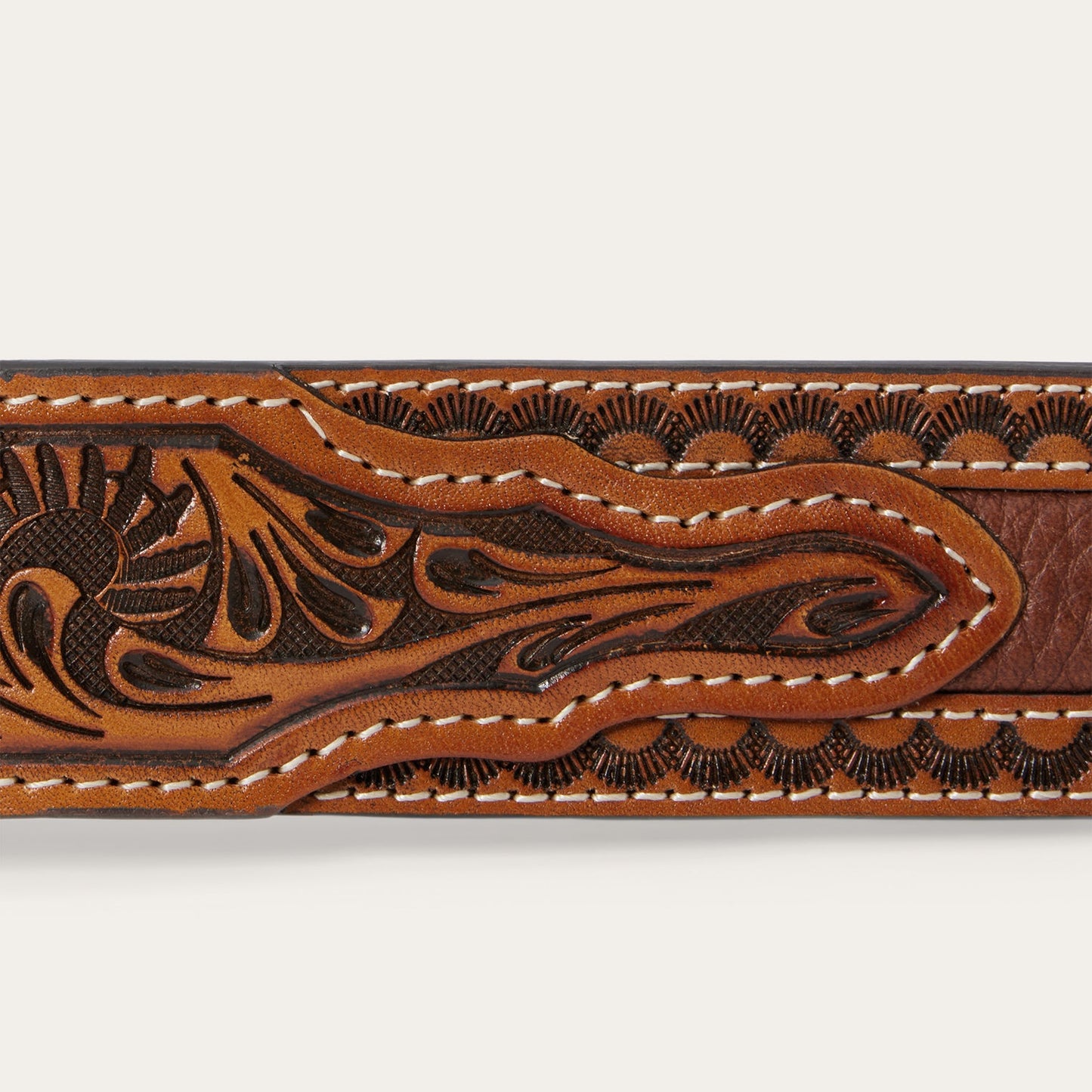 Tooled Tab Belt | Stetson Cognac