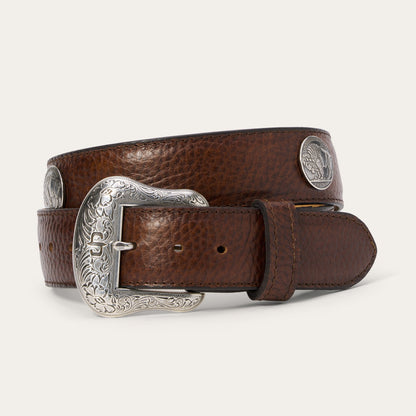 Bison Leather Concho Belt | Stetson Hazelnut Bison