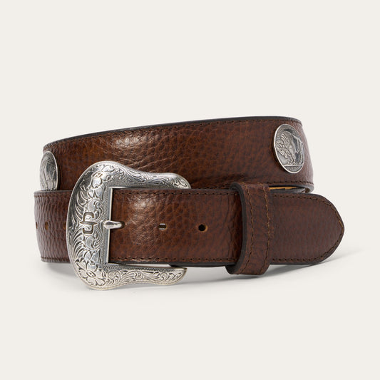 Bison Leather Concho Belt | Stetson Hazelnut Bison
