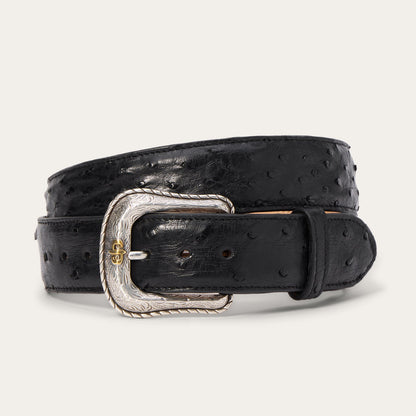 Ostrich Western Tab Belt | Stetson Black
