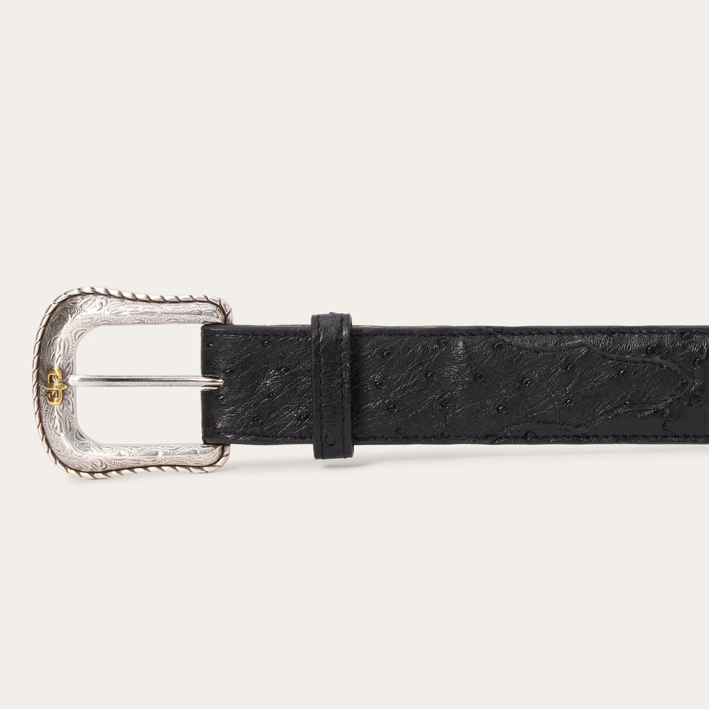 Ostrich Western Tab Belt | Stetson Black