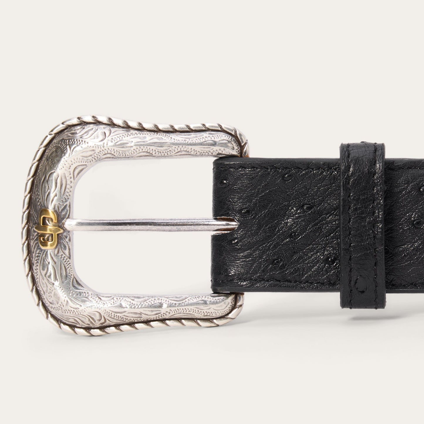 Ostrich Western Tab Belt | Stetson Black