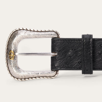 Ostrich Western Tab Belt | Stetson Black