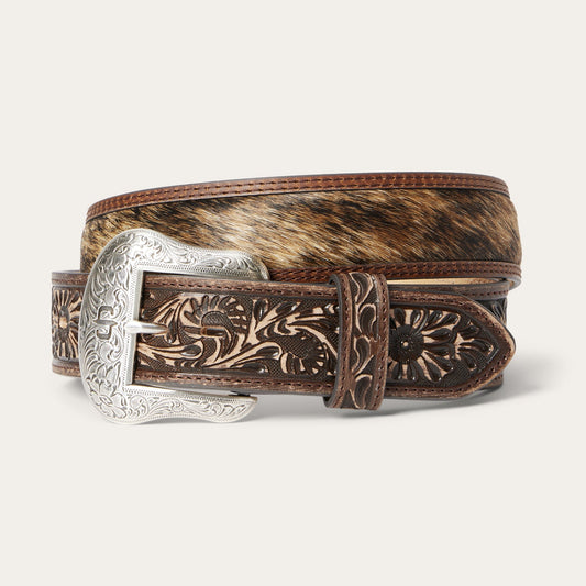 Hair-on-Hide Tooled Tab Belt | Stetson Vintage/Brown
