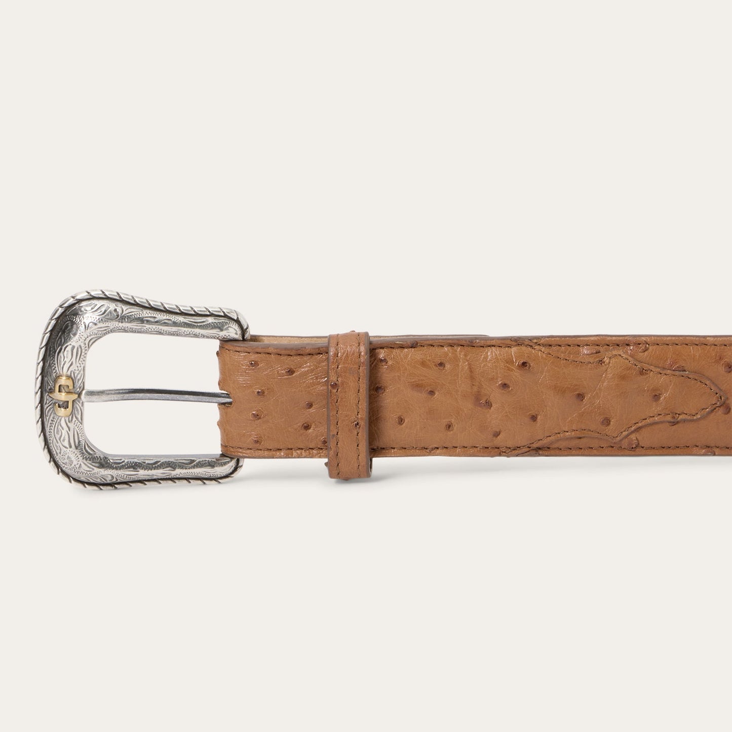 Ostrich Western Tab Belt | Stetson Antique Cognac