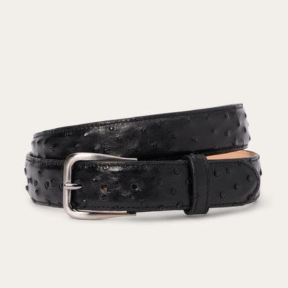 Ostrich Western Tab Belt - 1 1/4" Width | Stetson Black Classic