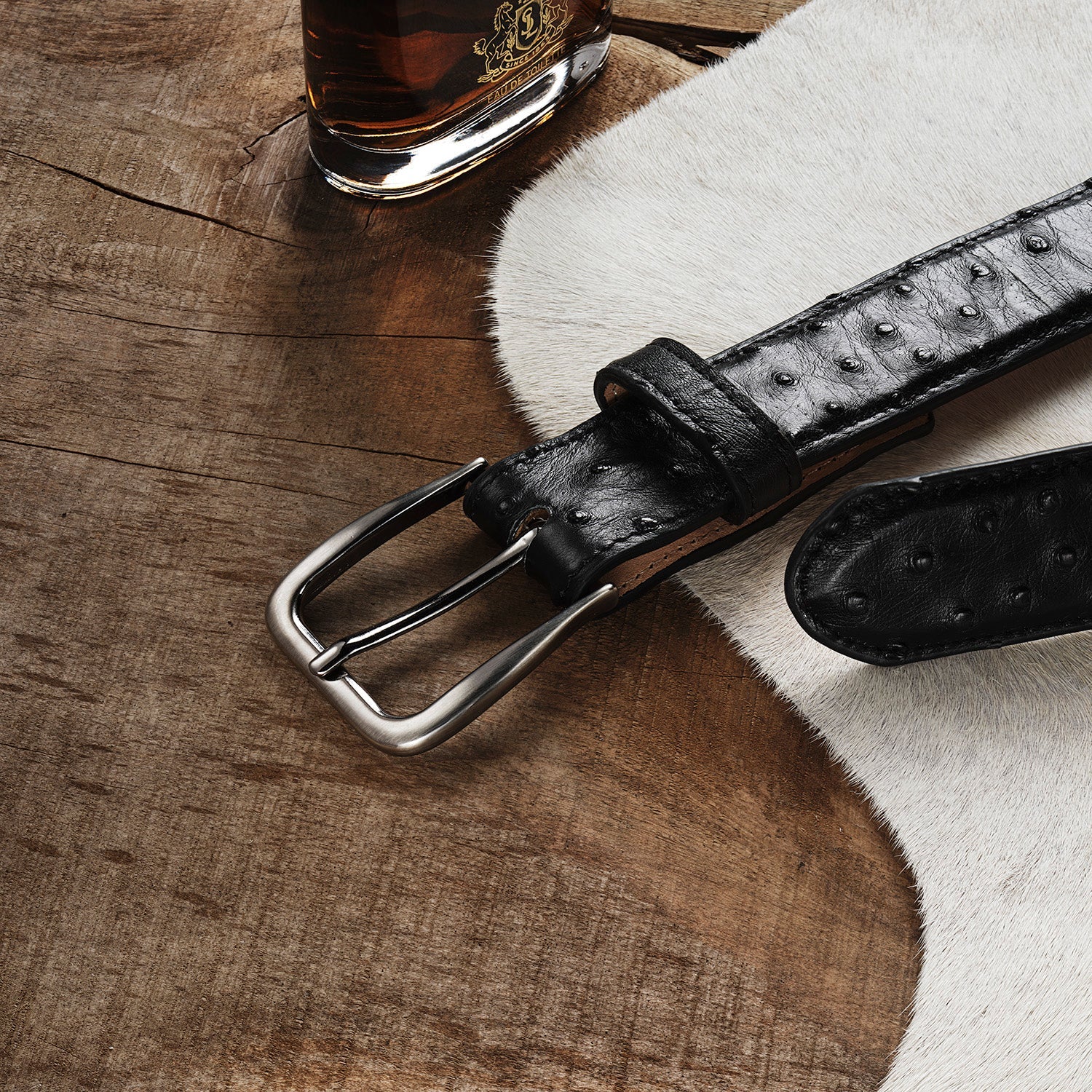 Ostrich Western Tab Belt - 1 1/4" Width | Stetson Black Classic