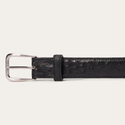 Ostrich Western Tab Belt - 1 1/4" Width | Stetson Black Classic