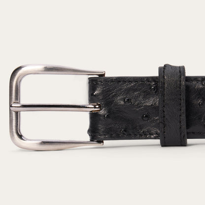 Ostrich Western Tab Belt - 1 1/4" Width | Stetson Black Classic
