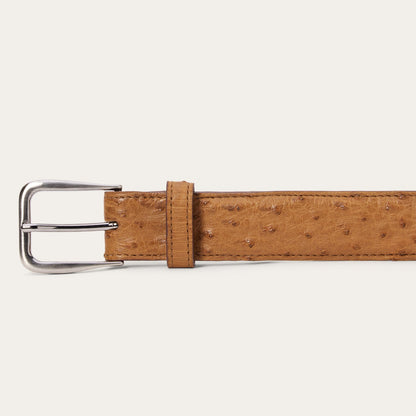 Ostrich Western Tab Belt - 1 1/4" Width | Stetson Antique Cognac