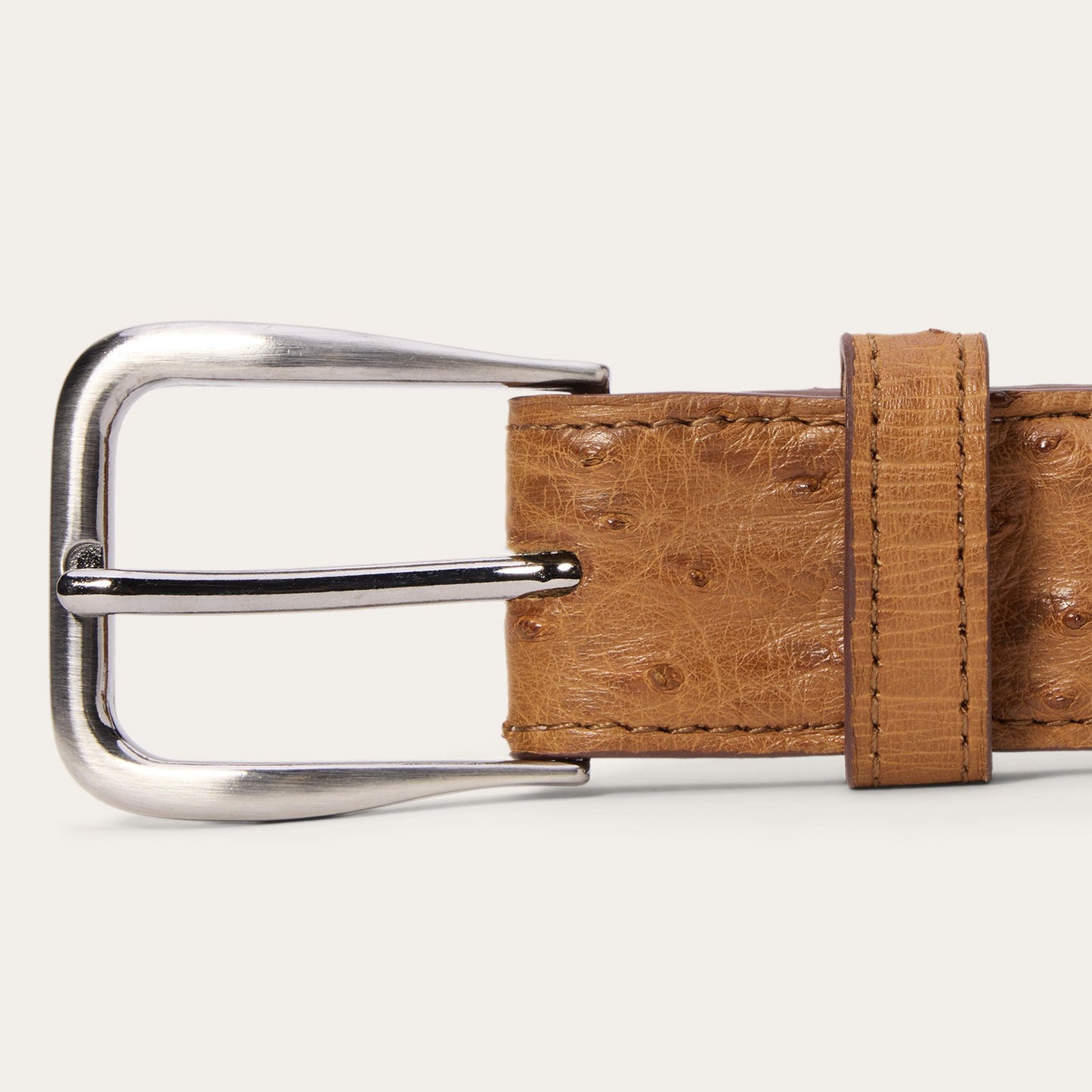 Ostrich Western Tab Belt - 1 1/4" Width | Stetson Antique Cognac