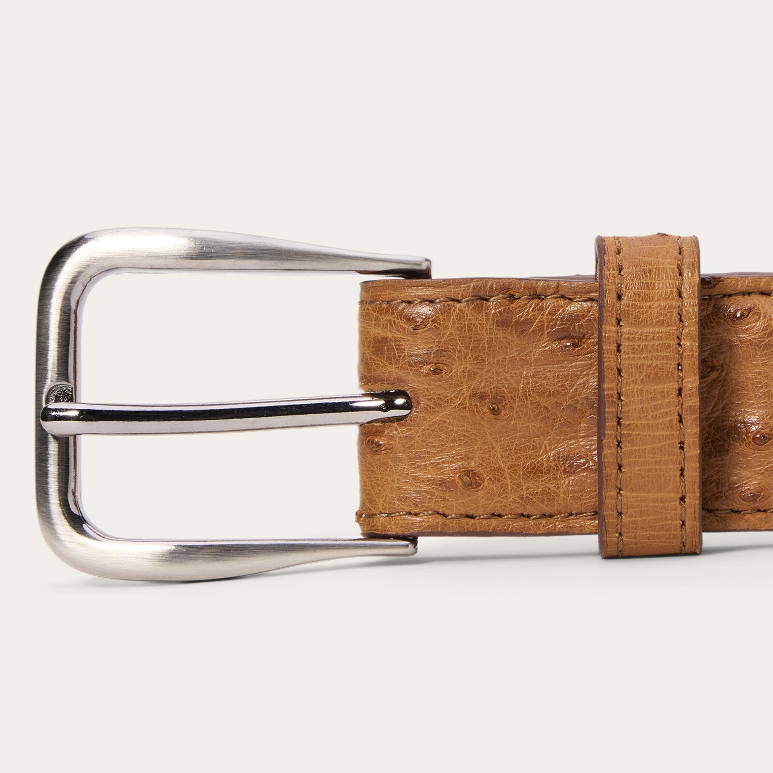Ostrich Western Tab Belt - 1 1/4" Width | Stetson Antique Cognac