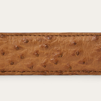 Ostrich Western Tab Belt - 1 1/4" Width | Stetson Antique Cognac