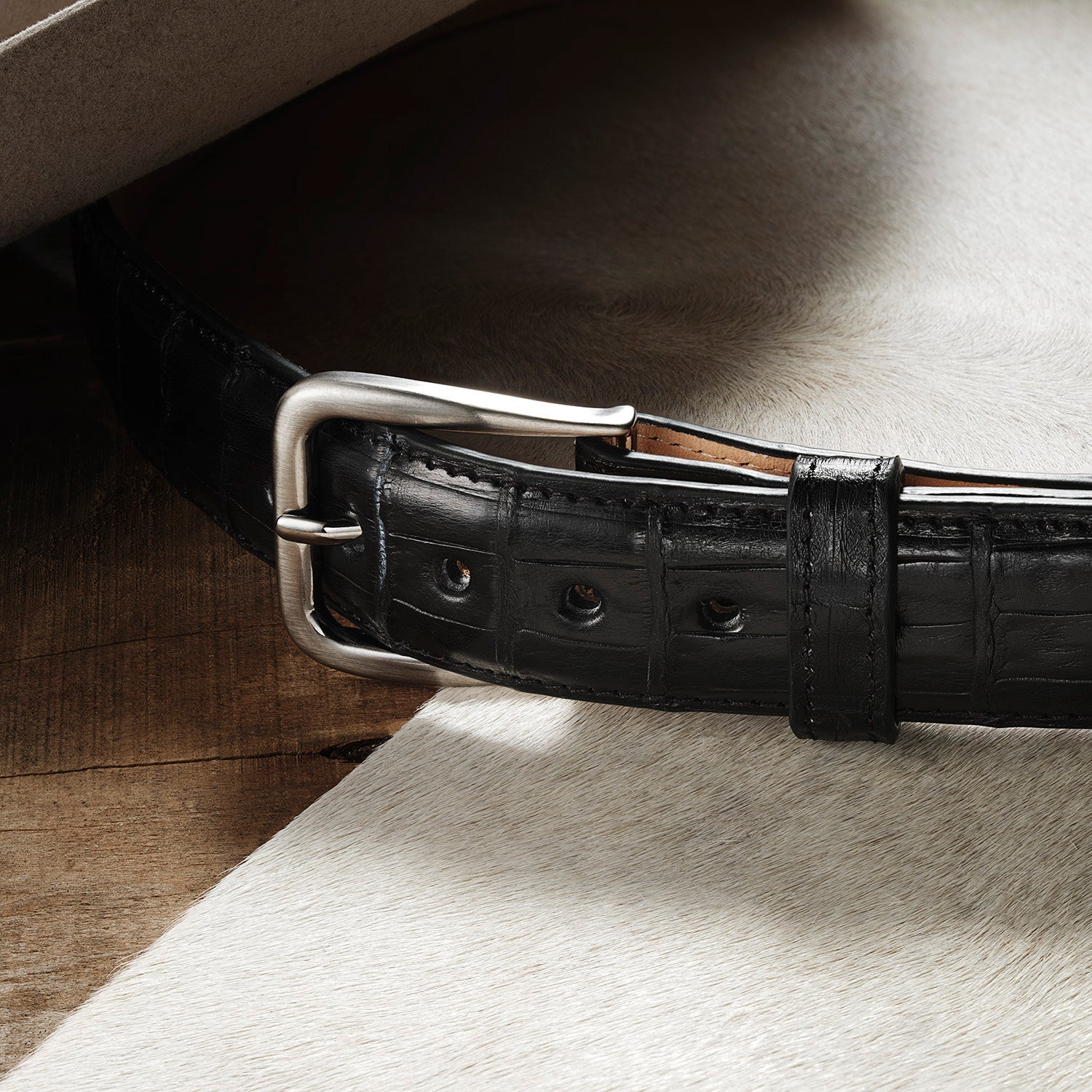Caiman Western Tab Belt - 1 1/4" Width | Stetson Black Classic