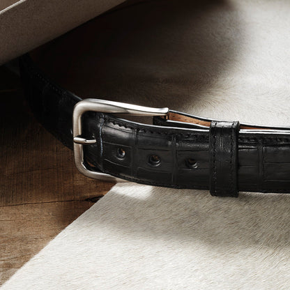 Caiman Western Tab Belt - 1 1/4" Width | Stetson Black Classic