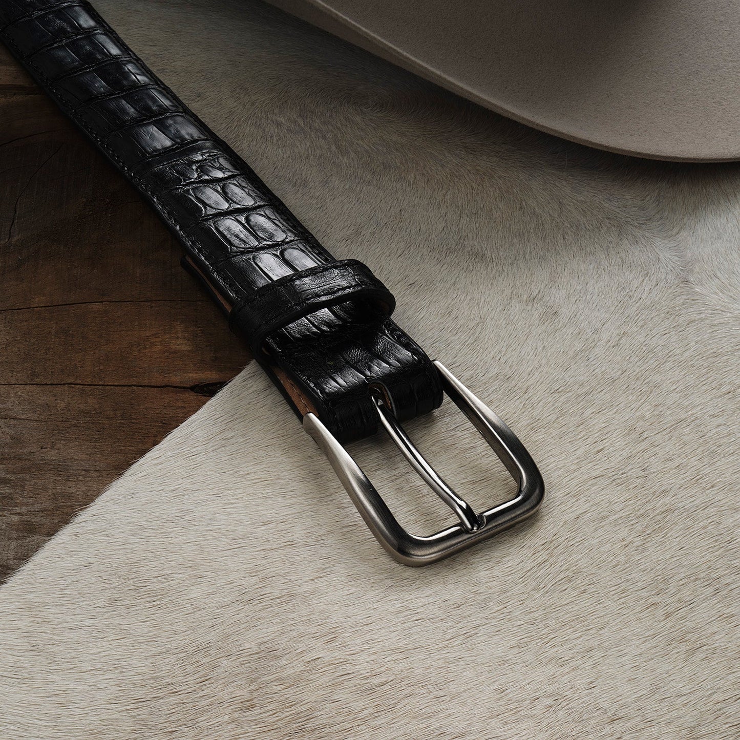 Caiman Western Tab Belt - 1 1/4" Width | Stetson Black Classic
