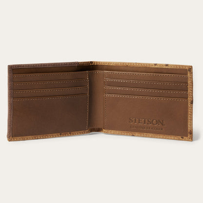 Tooled Embossed Ostrich Bi-Fold Wallet | Stetson Brown / California Nut