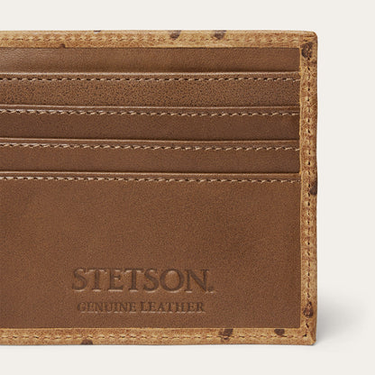 Tooled Embossed Ostrich Bi-Fold Wallet | Stetson Brown / California Nut