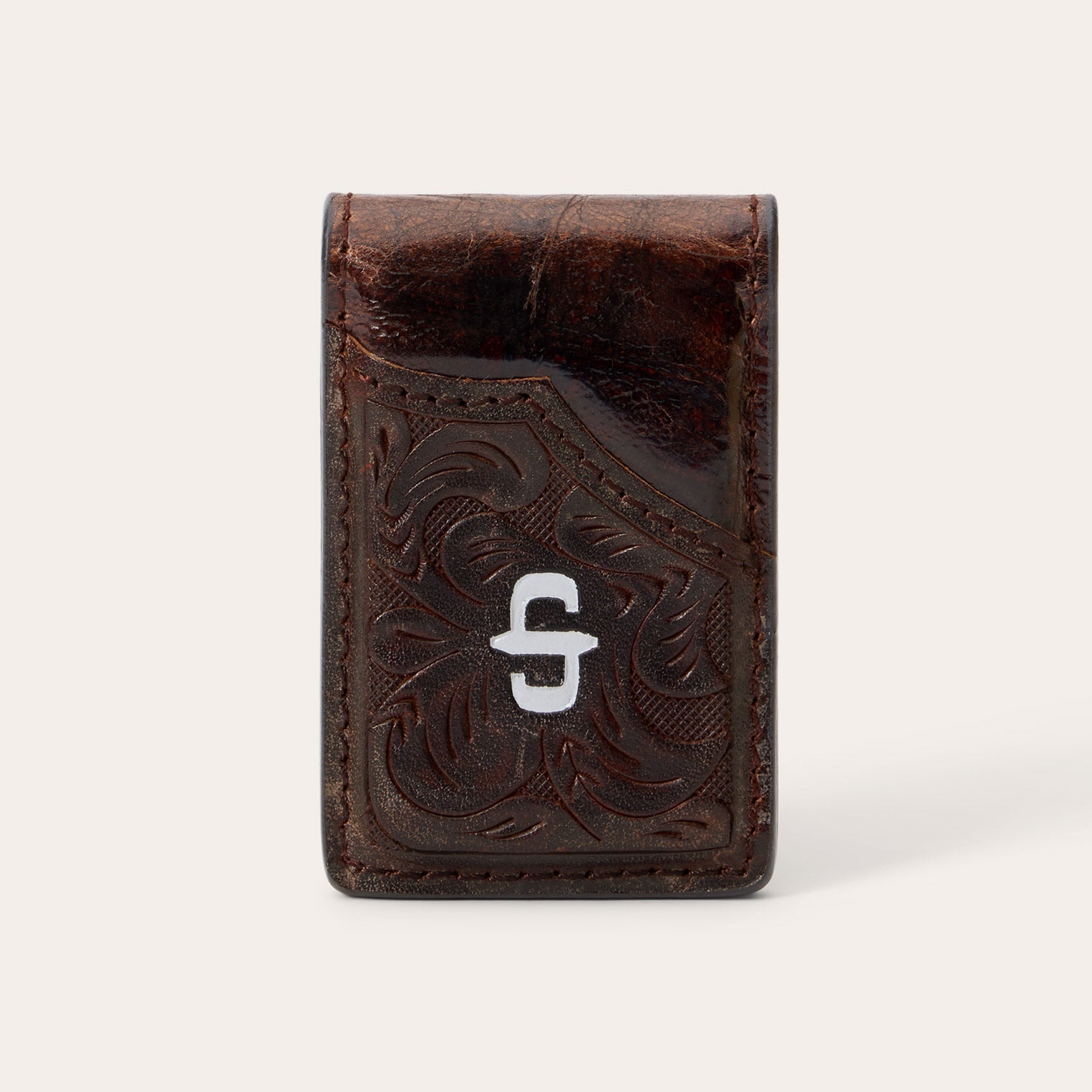 Tooled Embossed Croco Money Clip | Stetson Brown