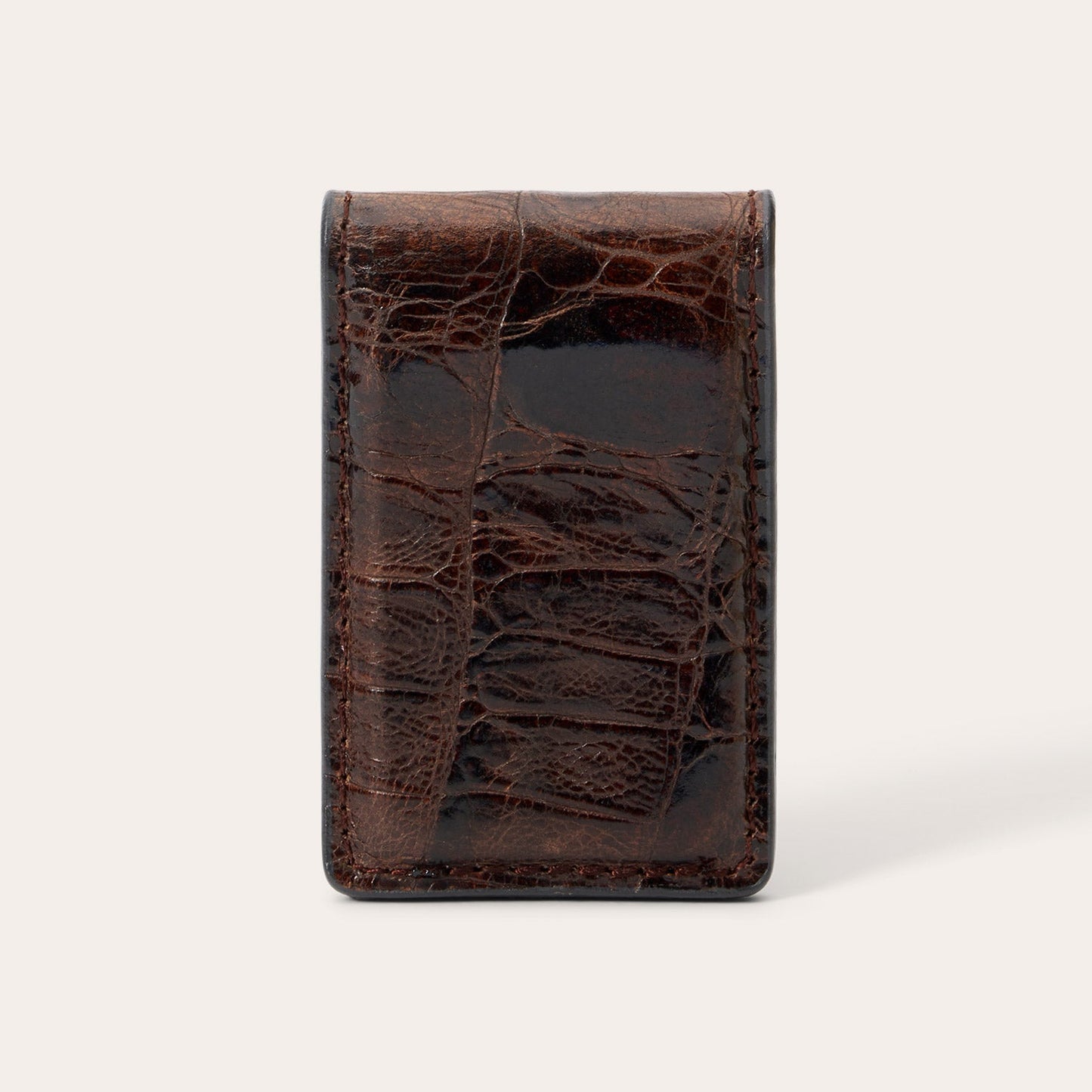 Tooled Embossed Croco Money Clip | Stetson Brown