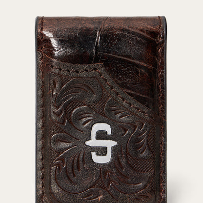 Tooled Embossed Croco Money Clip | Stetson Brown
