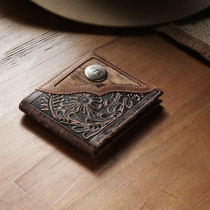 Hair-On-Hide Concho Bi-Fold Wallet | Stetson Vintage Brown