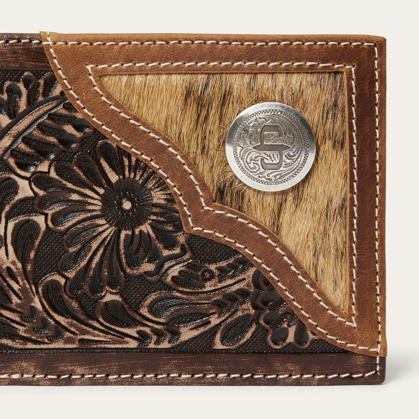 Hair-On-Hide Concho Bi-Fold Wallet | Stetson Vintage Brown