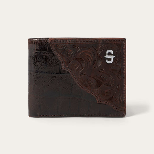 Tooled Embossed Croco Bi-Fold Wallet | Stetson Brown