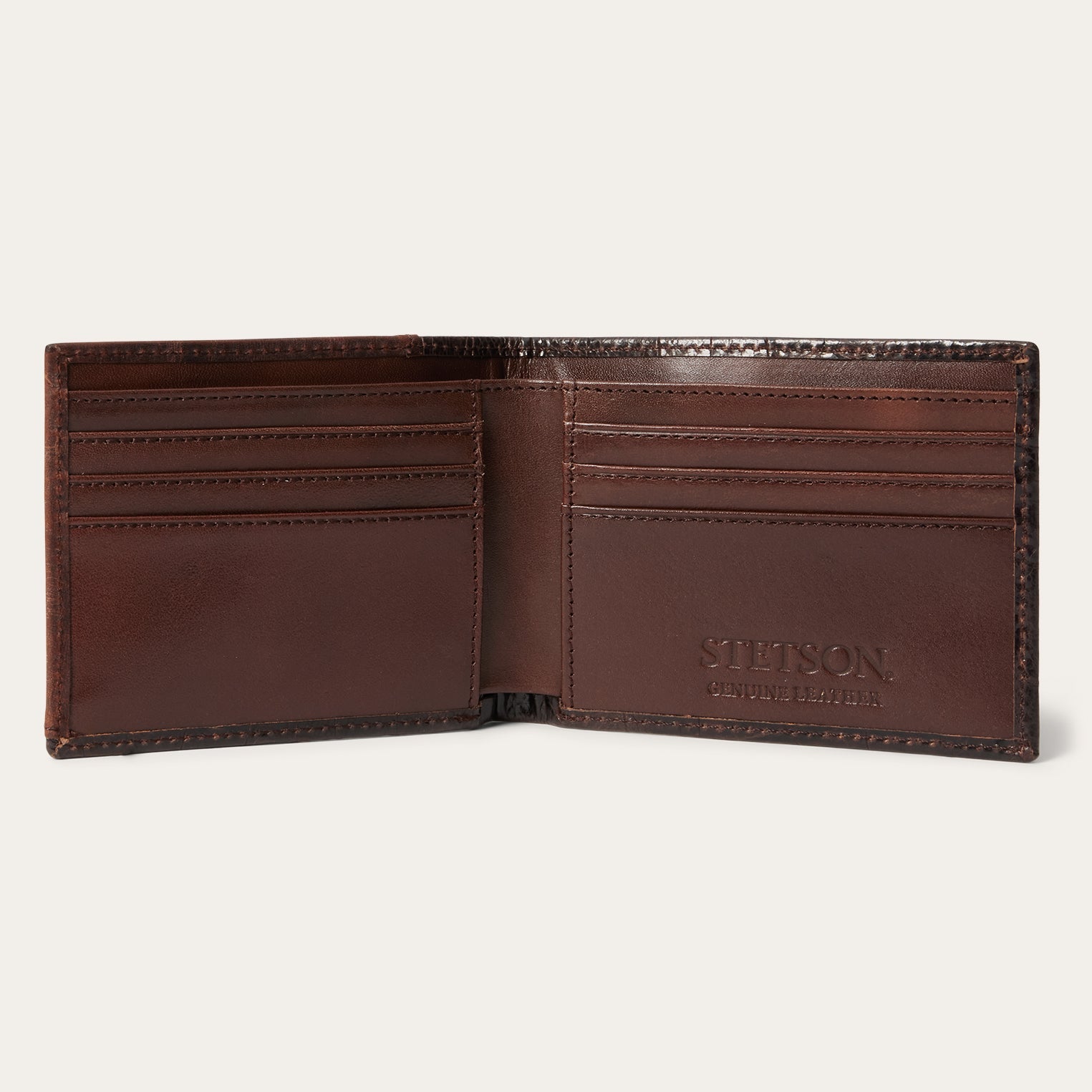 Tooled Embossed Croco Bi-Fold Wallet | Stetson Brown
