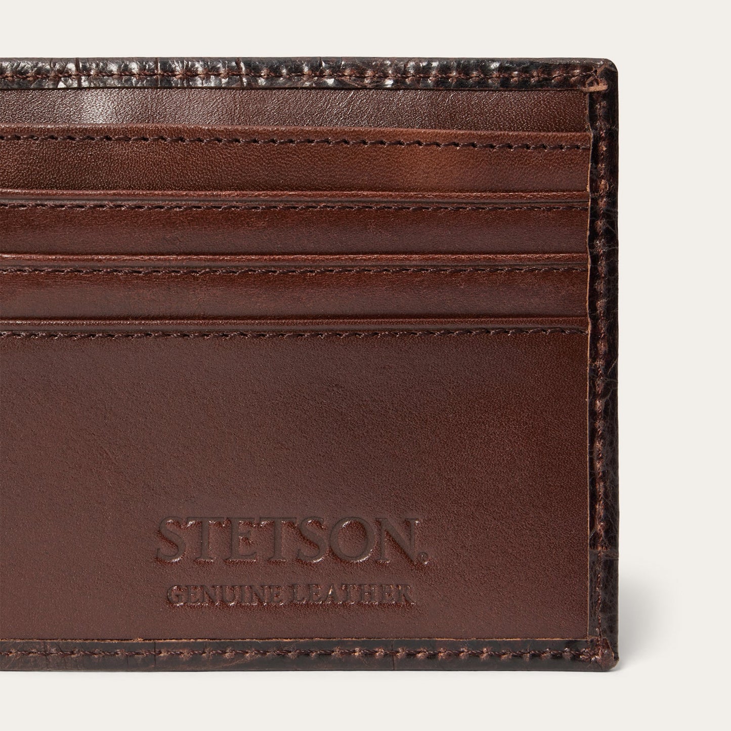 Tooled Embossed Croco Bi-Fold Wallet | Stetson Brown