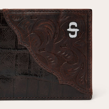Tooled Embossed Croco Bi-Fold Wallet | Stetson Brown