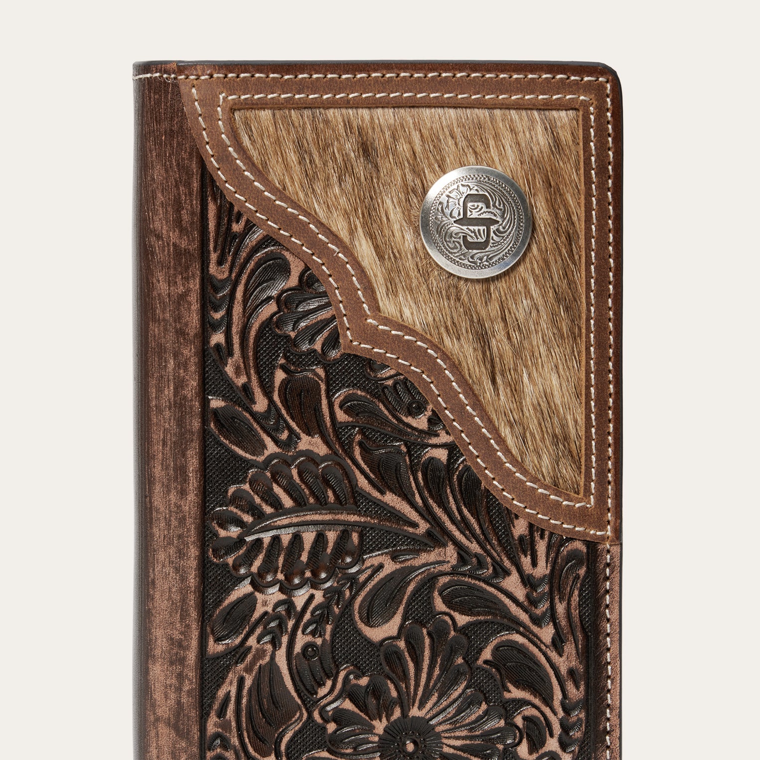 Hair-On-Hide Concho Checkbook | Stetson Vintage Brown