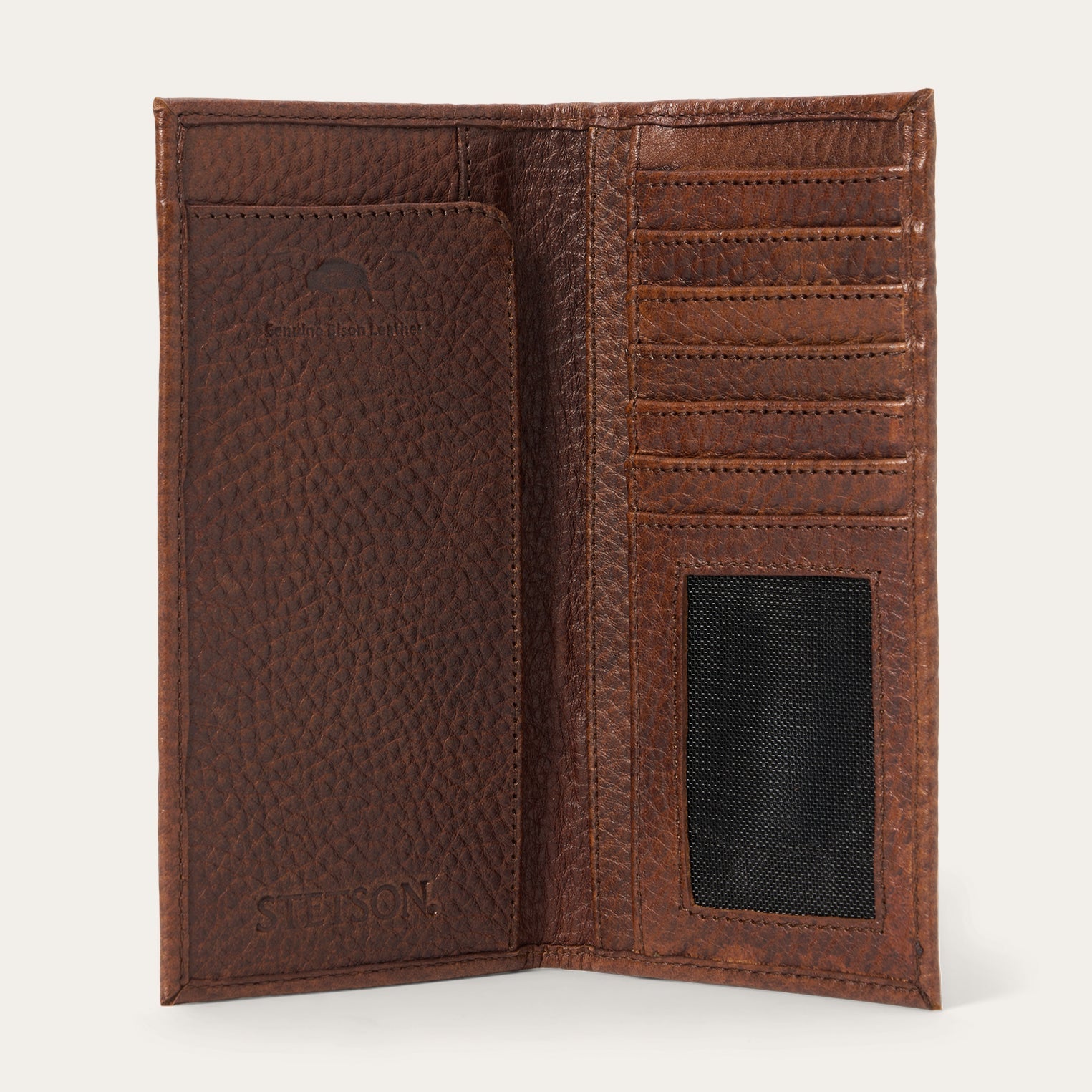 Bison Leather Stetson Rivet Checkbook Wallet | Stetson Hazelnut Bison