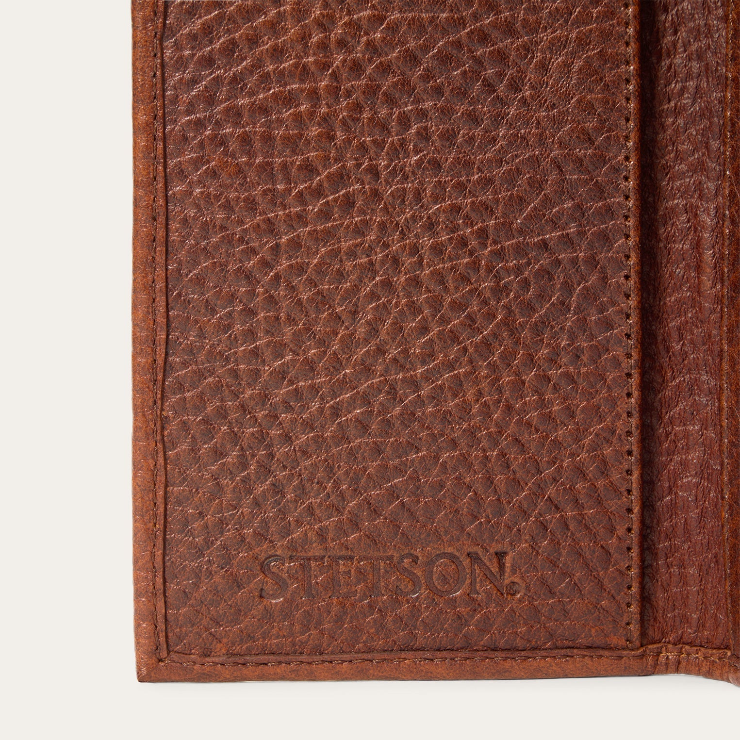Bison Leather Stetson Rivet Checkbook Wallet | Stetson Hazelnut Bison