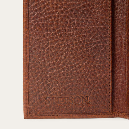 Bison Leather Stetson Rivet Checkbook Wallet | Stetson Hazelnut Bison