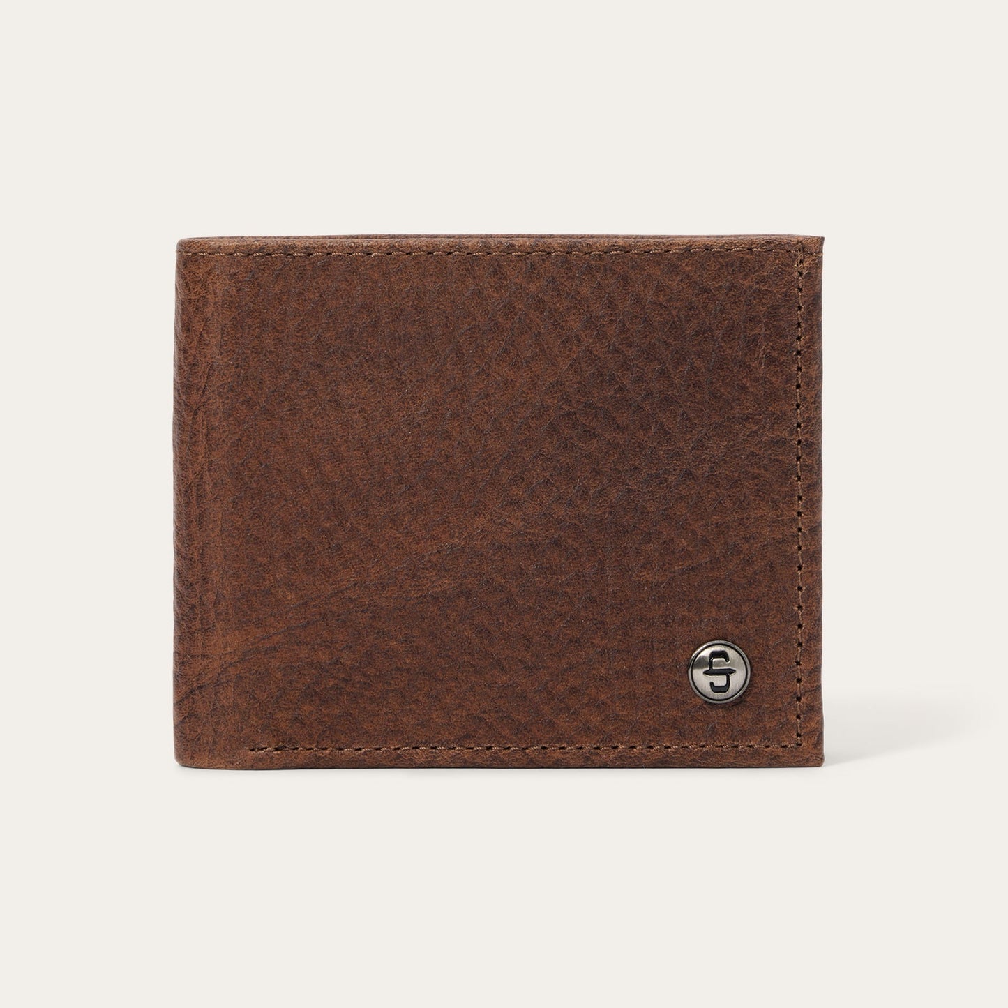 Bison Leather Stetson Rivet Bi-Fold Wallet | Stetson Hazelnut Bison