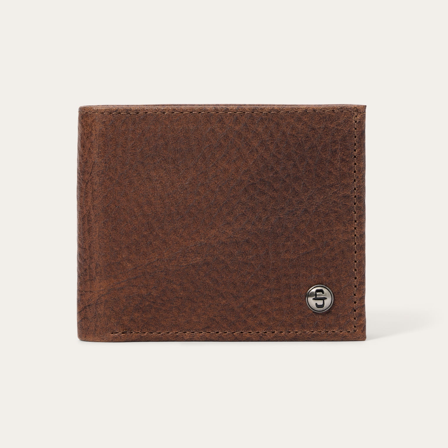 Bison Leather Stetson Rivet Bi-Fold Wallet | Stetson Hazelnut Bison