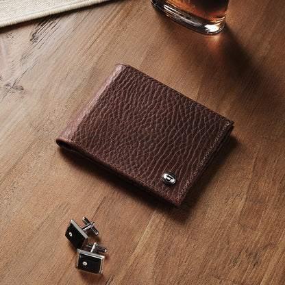 Bison Leather Stetson Rivet Bi-Fold Wallet | Stetson Hazelnut Bison