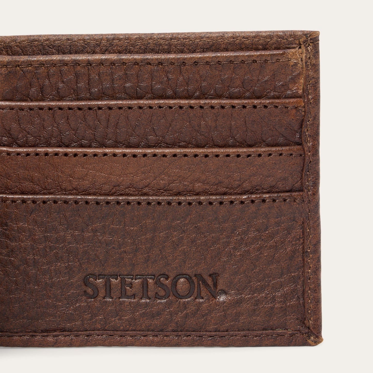 Bison Leather Stetson Rivet Bi-Fold Wallet | Stetson Hazelnut Bison