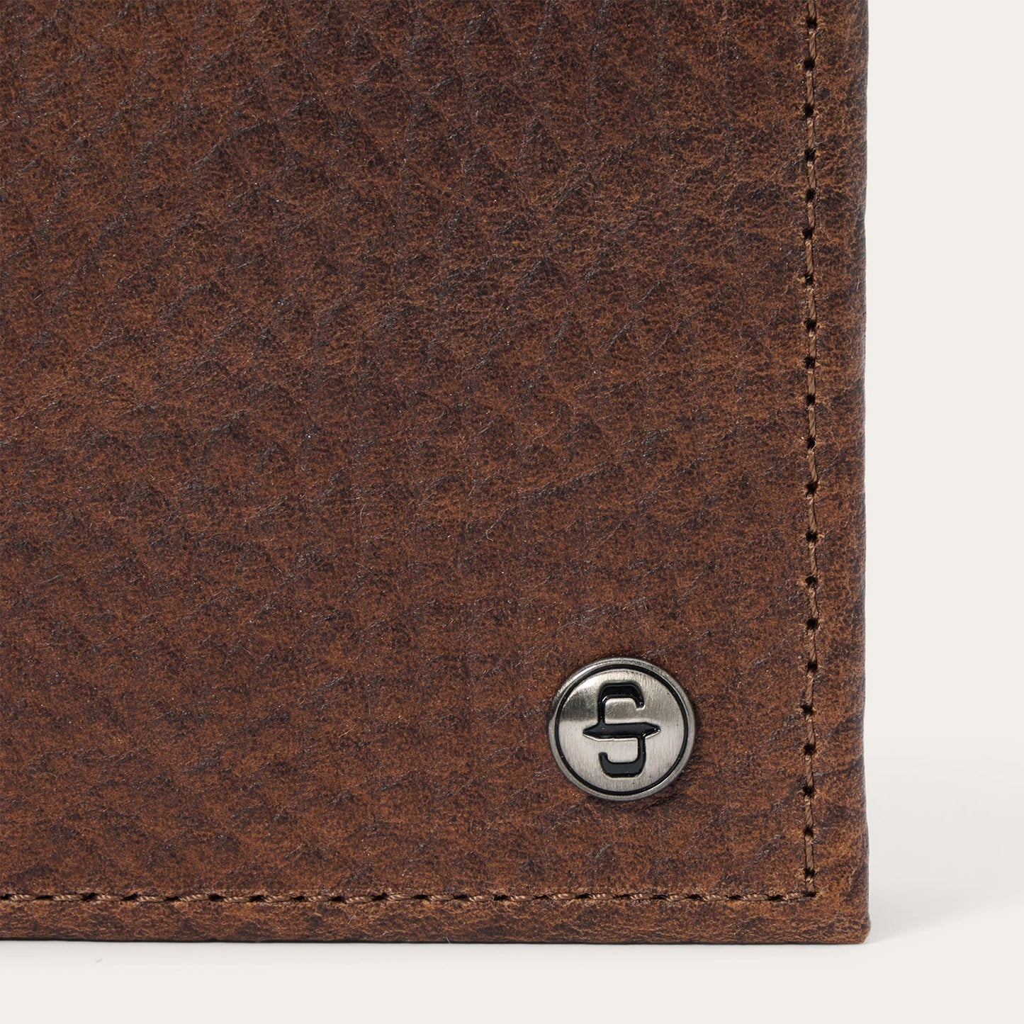 Bison Leather Stetson Rivet Bi-Fold Wallet | Stetson Hazelnut Bison