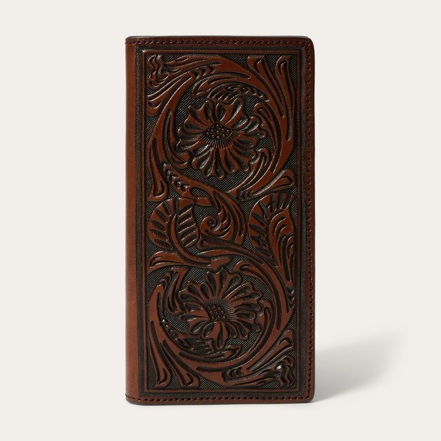 Tooled Checkbook | Stetson Brown
