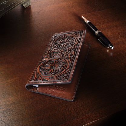 Tooled Checkbook | Stetson Brown